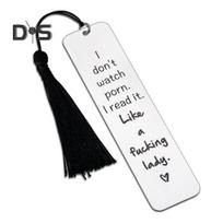 Engraved Metal Bookmark Gift I Don't Watch Porn Stainless Steel Book Mark with Tassel Pendant Bookworms Gifts for Men Women Reading Lovers A