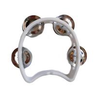 1 vnt. Plastikinis mušamasis tamburinas suaugusiems, rankinis tamburinas, muzikos instrumentas, 4 varpeliai ant ABS tamburino, muzikos ritmo instrumentas balta