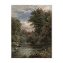 Vintažiniai kaimo sienos meno drobės tapybos retro kaimiški pavasario gėlės natūralaus kraštovaizdžio spausdinti plakatai svetainės dekoravimui 21cm×30cm NoFrame