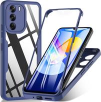 3IN1 360° pilnos apsaugos dėklas OPPO RENO 12 Pro 12F 12FS A3 A3X A40 A40M A60 A79 A96 A76 A36 4G 5G telefonui Akrilas+TPU telefono dangtelis OPPO Reno 12 5G mėlyna