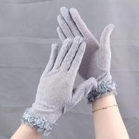 Women's Leopard Print Mesh Fingerless Gloves - Breathable, Lace, Sun Protection, Spring/Summer Driving Fashion. One Size gray