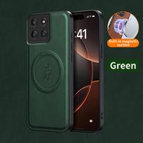 PU Odos Belaidžio Įkrovimo Magnetinis Dėklas Motorola Edge 60 Pro Moto Edge 60 Fusion Apsauginis Dangtelis Kietas Galinis Dangtelis Coque Motorola Edge 60 Fusion žalia
