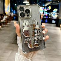 Atsparus smūgiams blizgučių dėklas Xiaomi Redmi 14C 13 13C 12 12C 10 10C 10A 9 9A 9C A3 A1 nematomas makiažo veidrodis zuikučio stovas dangtelis Redmi 14C