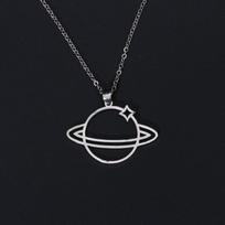 Trendy European & American Titanium Hip-Hop Planet Necklace: Non-Fading Starry Sky Choker, Versatile Sweater Chain Accessory