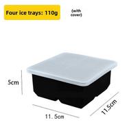 Silikoninis ledo kubelių padėklas su dangteliu Lengvai išimamas ledo formos indas naminiams ledo kubeliams 4-piece ice tray with lid white