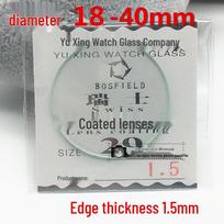 Coated Flat Glass Watch Crystal 1.5mm Thick, 18-40mm Diameter Diameter 27.5mm