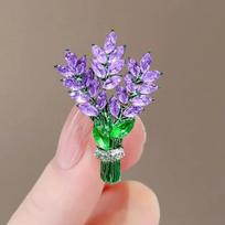 Išskirtinė violetinė levandų sagė moterims, sagės, krištolinė kalnų krištolo puokštės segė, drabužiai, paltas, prabangūs papuošalai, dovana mergaitei
