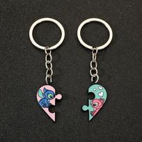 Disney Lilo & Stitch Raktų pakabukas Mielas Animacinis Personažas Stitch Angel Meilės Širdelė Dėlionės Raktų pakabukai Geriausios Draugystės Raktų Laikiklis Papuošalai