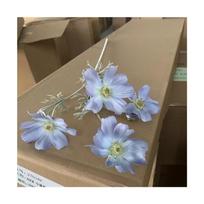 Dirbtinė Gesang gėlė, viena šaka, 4 šakutės, Karališkoji Cosmos, Dirbtinė gėlė, Šilkinė gėlė, Puokštė, Svetainės, Vestuvių, Namų Dekoravimas šviesiai mėlyna spalva