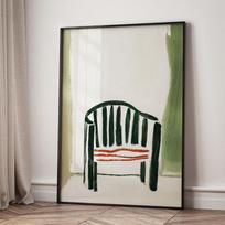 Green Striped Girl Book Coffee Bathtub Abstract Posters Wall Art Prints Canvas Painting Hotel Bar Pictures For Living Room Decor 21x30cm No Framed