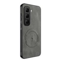 Infinix Hot 50 magnetinis telefono dėklas Infinix Hot 50 Pro Plus avikailio odos dėklas Hot 50 Pro minkštos ėriukų odos smūgiams atsparus Hot 50 5G pilka spalva
