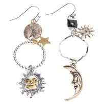 Elegant Sunflower Drop Earrings Asymmetrical Sun and Moon Ear Pendants Accessories Jewelry for Fashion Enthusiasts 1
