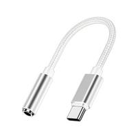 USB C į 3.5 mm ausinių adapteris, pintas garso konvertavimo laidas mobiliesiems įrenginiams ir planšetiniams kompiuteriams sidabras