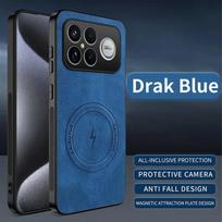 Dėklas Xiaomi Mi Poco F8 Ultra, prabangios odos apdaila, magnetinis Magsafe apsauginis galinis dangtelis, telefono korpusas Mi POCO F8 Pro POCO F8 Pro mėlyna