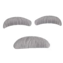 Stick-on Beard and Eyebrows Set Old Man Costume Prop False Eyebrow Grey-Mustache 1 pilka spalva