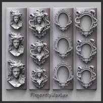 Didelio skaidrumo 3D gėlių Medūzos silikoninė forma retro nagų dailei ir raižytiems europietiško stiliaus rėmeliams Medusa Photo Frame Mold C649
