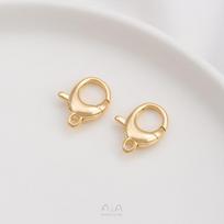 14K Gold Plated Colorfast QQ Buckle Lobster Clasp Oval Spring Clasp Chain for Handmade Jewelry. gray