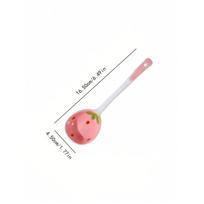 Pink Strawberry Ceramic Spoon Long-Handled Soup Spoon Houseware Spoon Dessert Spoon Set,Kitchen 1 Pack rožinė