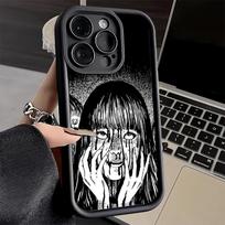Phone Case for iPhone 17 Air 16E 15 16 Pro Max Japanese Horror Anime Cover 14 Plus 13 12 Mini Soft Shell Silicone Fundas iPhone 15 Pro