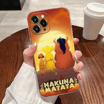 Liūtas Karalius HAKUNA MATATA Skaidrus telefono dėklas iPhone 17 Pro Max 17E 11 12 13 14 15 16 Pro Max Plus 17 Air 16E 7 X Dangtelis iPhone 7 orange