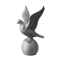 3D spausdinta balta paukščio figūrėlė Mažas taikos paukštis ant rutulio statulėlė Mažas dekoratyvinis paukščio skulptūra vidaus stalo lentynos dekoravimui tamsiai pilka spalva