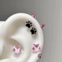 Cute Cat Paw Devil Stud Piercing Earring For Women Men Gothic Ear Bone Nail Earring Y2K Jewelry Accessories OneSize