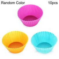 10Pcs Round Silicone Cake Muffin Cupcake Mold Maker Reusable Pastry Baking Tool purple
