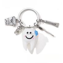 Cute Teeth Keychain with Toothpaste and Floss Charms for School Dentist Rewards A1