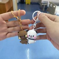 One Two Bubu Magnetic Hug Keyring: Adorable Couple Charm, Cute Bag Pendant, Best Friend Gift.