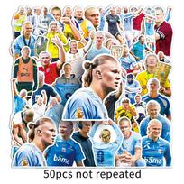 50 Haaland Grafičių Lipdukų: Futbolo Žvaigždės Dekoracija Vandens Buteliams, Bagažui ir Riedlentėms