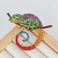 Kūrybingos Driežo Chamaleono Kalnų Krištolo Segės Moterims Vyrams Drabužiai Kostiumas Gyvūno Segė Smeigtukas Papuošalų Aksesuarai Ornamentai Dovanos