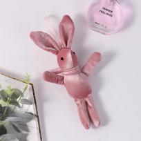 Korean-Style Fluffy Rabbit Doll Keychain Gift Box - Internet Celebrity Plush Accessory 20cm rožinė