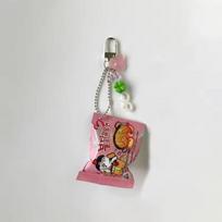 Simulation Mini Korean Instant Noodles Keychain Creative Food Keyring Couple Key Holder Bag Pendant Decoration Best Friend Gifts rožinė