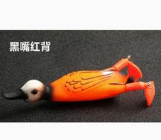 Duck Surface Tractor Double Helix Legs Realistic Black Beak Red Back Fishing Lure 12g Bagged for Freshwater and Saltwater Fishing One Size