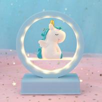 Cute Cartoon Unicorn Led Night Light Music Box Desktop Decor Ornament For Romantic Gift And Home Decor mėlyna