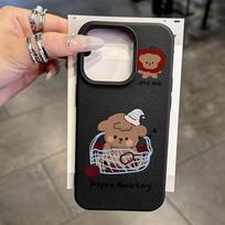 ins Apple Puppy is suitable for iPhone17 Pro Max leather pattern mobile phone case 17 all-inclusive 15 large holes 16 soft case Apple 11 juoda