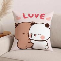 Cartoon Bubu Dudu Cute Pillow Case Office Cushions Suitable For Sofa Car Bedroom Decorative Cushion Cover Peach skin 18*18(CM)-1Pcs
