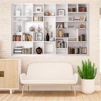 The multifunctional white bookshelf and office background are very suitable for video conferencing and home decoration (as the picture,100x150cm)