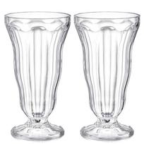 Acrylic Milkshake Glasses, 15 OZ Clear Old Fashioned Soda Glass, Shatterproof Footed Ice Cream Cups, Pina Colada Fountain Glass 410ml