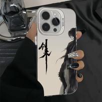 Ink painting sword to apply iPhone14ProMax/15 light luxury 13/12 all-inclusive anti-drop 11 Apple phone case iPhone 15 Pro Max