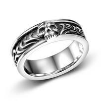 Unisex Adjustable Open Ring With Skull Motif Vintage Style Copper Plated Geometric Band Men Women Adjustable Open Band
