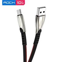 Rock Micro USB Cable 2.4A C tipo USB įkrovimo kabeliai Cinko lydinio greito įkrovimo duomenų sinchronizavimo laidas 100CM juoda