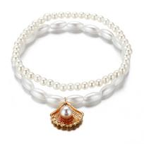 Faux Pearl Scallop Shell pakabukas ant kulkšnies Creative Retro avalynė