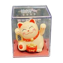 „Wealth Cat“ ornamentas, atsparus saulės spinduliams, subtilus, lengvas, kinų stiliaus šviesios energijos likimo statula darbalaukiui geltona
