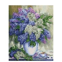 5D apvalus pilnas deimantinis paveikslas Violetinė alyvinė gėlė Rankdarbiai Siuvinėjimo raštai Kalnų krištolinio dygsnio mozaika Full Round 20x30CM