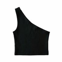 Vieno peties apkarpytos apatinės kelnaitės moteriškos vasaros berankovės Camis Sexy Įstriža apykakle Elastingas Korsetas Ploni Apkarpyti Topi Tube Moteriai S juoda