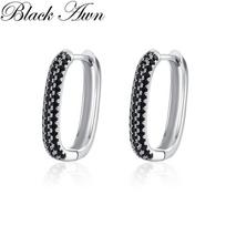 Juoda Awn Black Stone Juvelyriniai žiediniai auskarai moterims