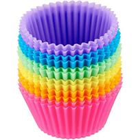 Daugkartinio naudojimo silikoniniai kepimo puodeliai, bandelių įklotai - 12 vnt. pakuotėje, daugiaspalviai 12Pcs