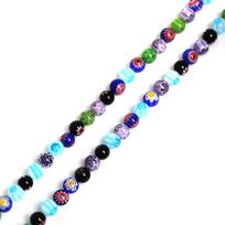 4–10 mm Millefiori gėlių apvalios lempos stiklo karoliukai, skirti karolių apyrankėms „pasidaryk pats“ papuošalams gaminti 6mm 63pcs