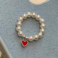 Foxanry Pearl karoliukais žiedas moterims, merginoms, nauja mada, kūrybinga spalvinga meilės širdelės pakabukas gimtadienio papuošalų dovanos 17mm sidabras